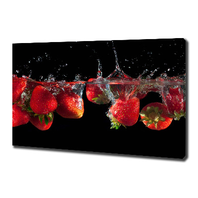 Fotocuadro en lienzo de alta calidad horizontal Fresas bajo el agua