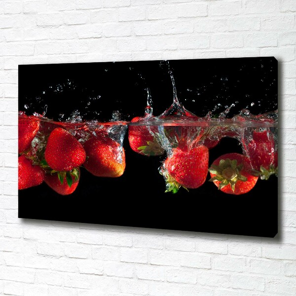 Fotocuadro en lienzo de alta calidad horizontal Fresas bajo el agua