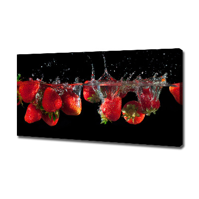 Fotocuadro en lienzo de alta calidad horizontal Fresas bajo el agua