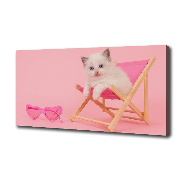 Cuadro canvas moderno de gran formato horizontal Gato en una tumbona