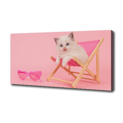 Cuadro canvas moderno de gran formato horizontal Gato en una tumbona