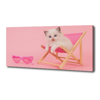Cuadro canvas moderno de gran formato horizontal Gato en una tumbona