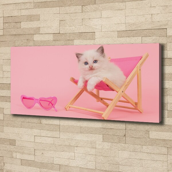 Cuadro canvas moderno de gran formato horizontal Gato en una tumbona