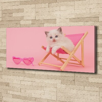 Cuadro canvas moderno de gran formato horizontal Gato en una tumbona