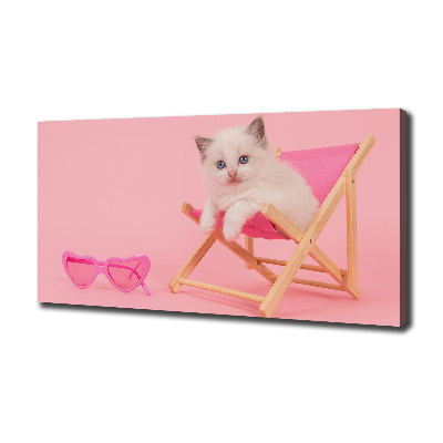 Cuadro canvas moderno de gran formato horizontal Gato en una tumbona