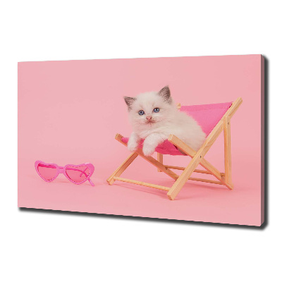 Cuadro canvas moderno de gran formato horizontal Gato en una tumbona
