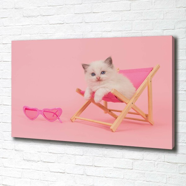 Cuadro canvas moderno de gran formato horizontal Gato en una tumbona