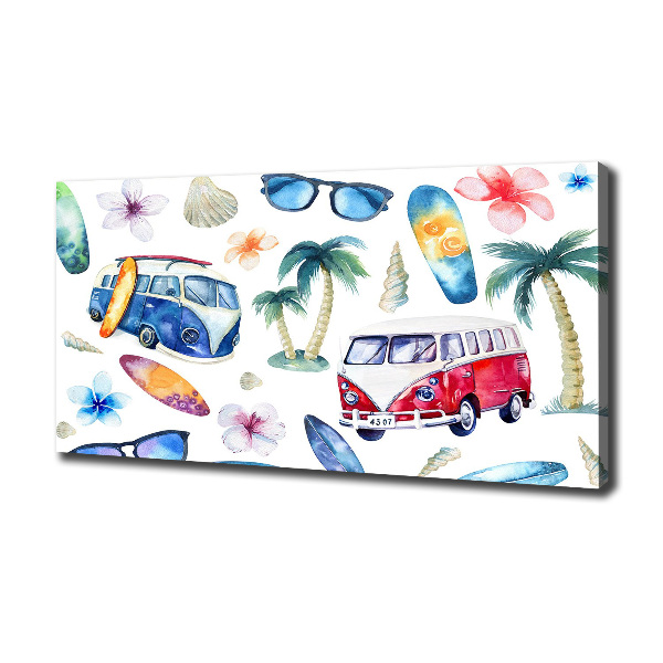 Cuadro canvas con impresión uv duradera horizontal Símbolos de surf