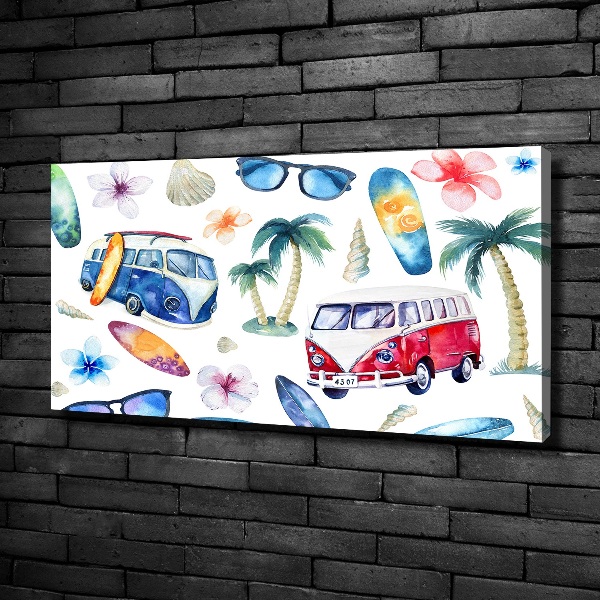 Cuadro canvas con impresión uv duradera horizontal Símbolos de surf
