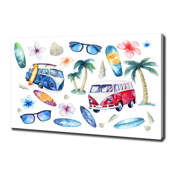 Cuadro canvas con impresión uv duradera horizontal Símbolos de surf