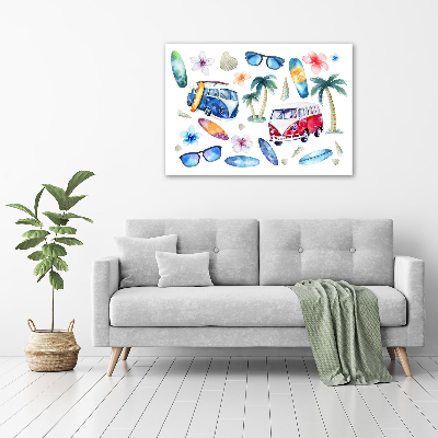 Cuadro canvas con impresión uv duradera horizontal Símbolos de surf