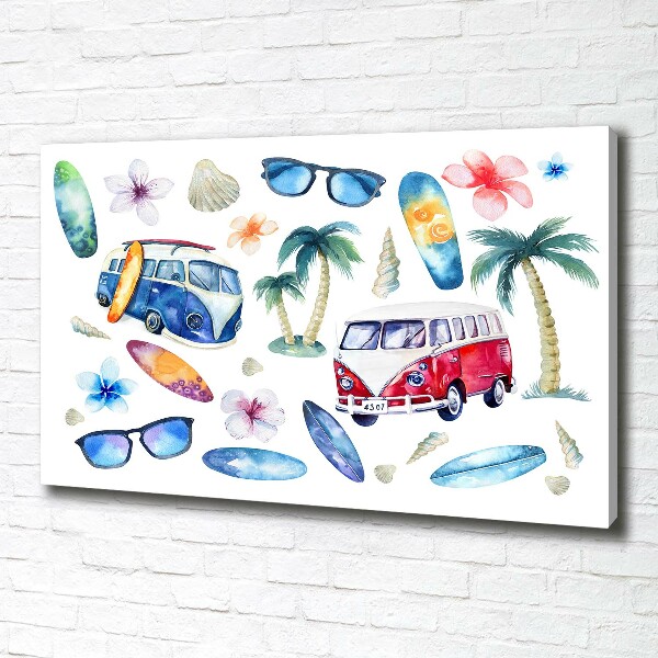 Cuadro canvas con impresión uv duradera horizontal Símbolos de surf