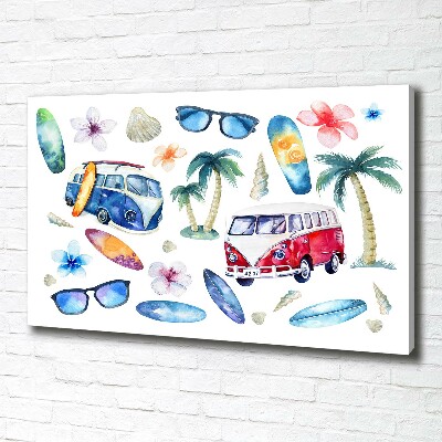 Cuadro canvas con impresión uv duradera horizontal Símbolos de surf