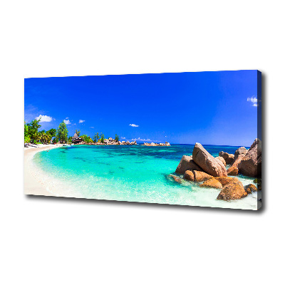 Cuadro canvas moderno de gran formato horizontal Playa de Seychelles