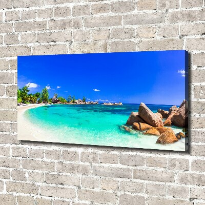 Cuadro canvas moderno de gran formato horizontal Playa de Seychelles