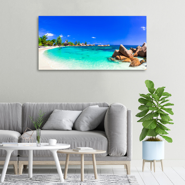Cuadro canvas moderno de gran formato horizontal Playa de Seychelles