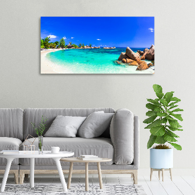Cuadro canvas moderno de gran formato horizontal Playa de Seychelles
