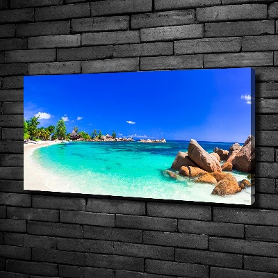 Cuadro canvas moderno de gran formato horizontal Playa de Seychelles