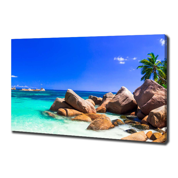 Cuadro canvas moderno de gran formato horizontal Playa de Seychelles