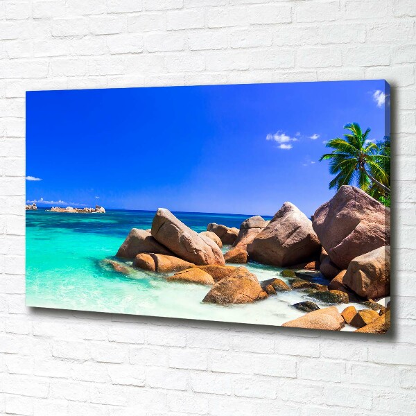 Cuadro canvas moderno de gran formato horizontal Playa de Seychelles
