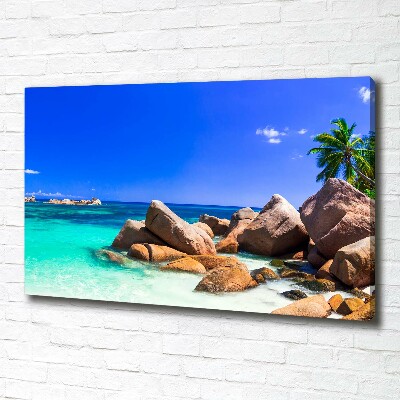 Cuadro canvas moderno de gran formato horizontal Playa de Seychelles