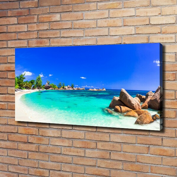 Cuadro canvas moderno de gran formato horizontal Playa de Seychelles
