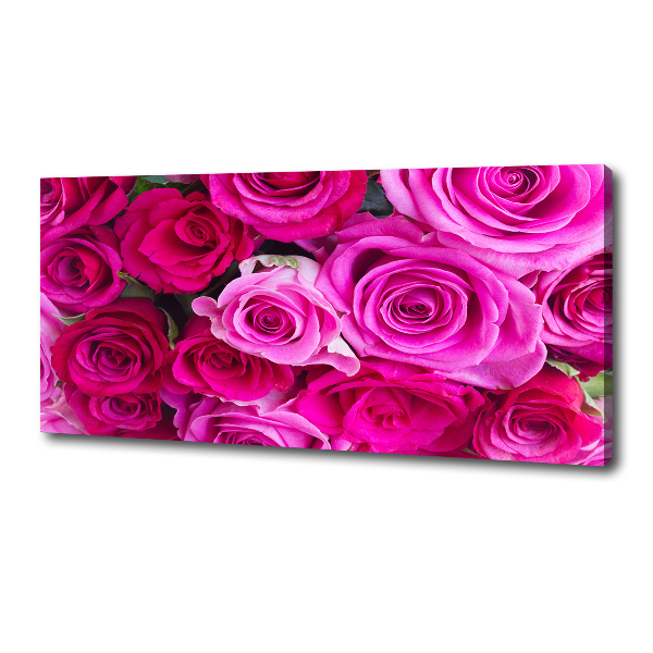 Cuadro canvas moderno de gran formato horizontal Ramo de rosas rosadas