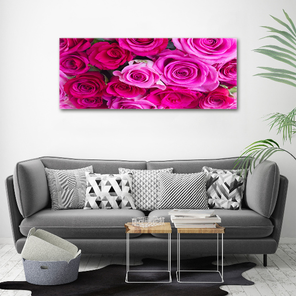 Cuadro canvas moderno de gran formato horizontal Ramo de rosas rosadas