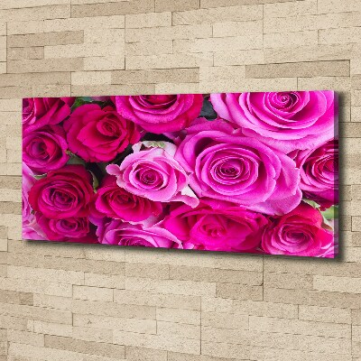 Cuadro canvas moderno de gran formato horizontal Ramo de rosas rosadas