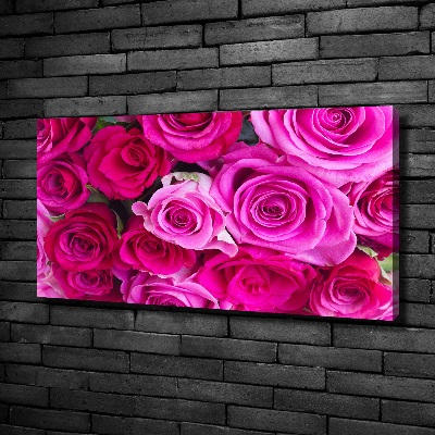 Cuadro canvas moderno de gran formato horizontal Ramo de rosas rosadas