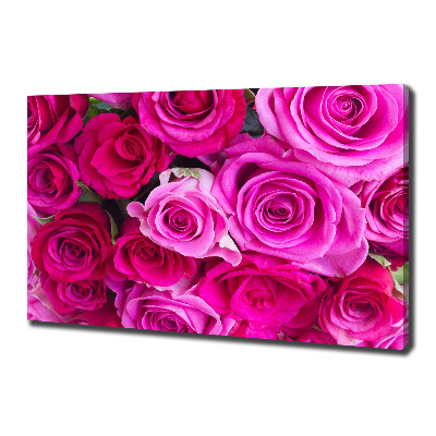 Cuadro canvas moderno de gran formato horizontal Ramo de rosas rosadas