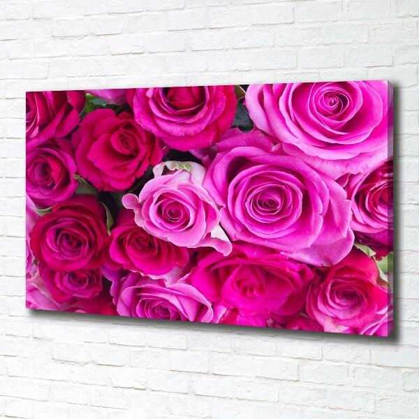 Cuadro canvas moderno de gran formato horizontal Ramo de rosas rosadas