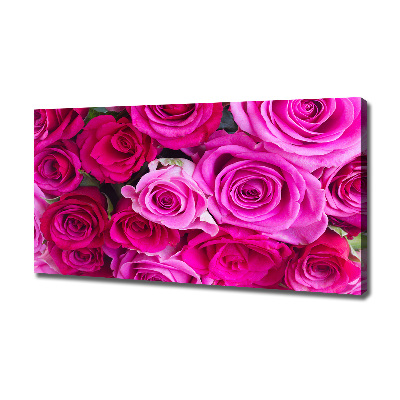 Cuadro canvas moderno de gran formato horizontal Ramo de rosas rosadas