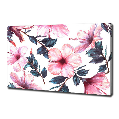 Cuadro canvas moderno de gran formato horizontal flores de hibisco