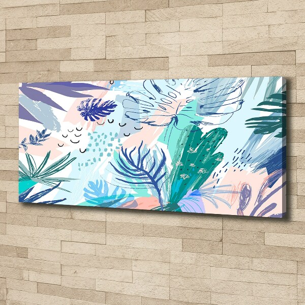 Fotocuadro en lienzo de alta calidad horizontal hojas tropicales