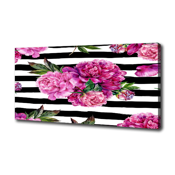 Cuadro canvas con impresión uv duradera horizontal Peonías rosas