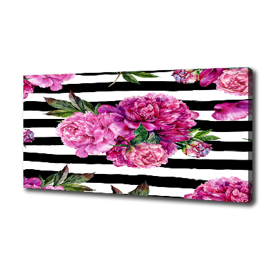 Cuadro canvas con impresión uv duradera horizontal Peonías rosas