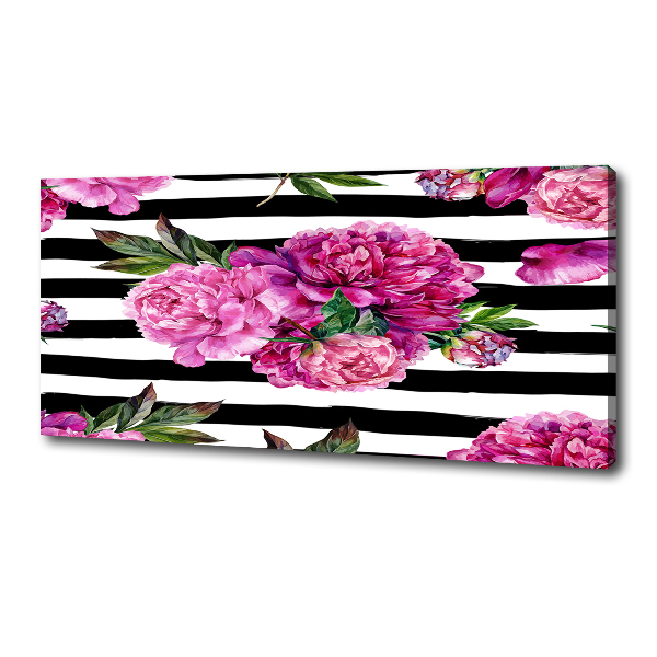 Cuadro canvas con impresión uv duradera horizontal Peonías rosas