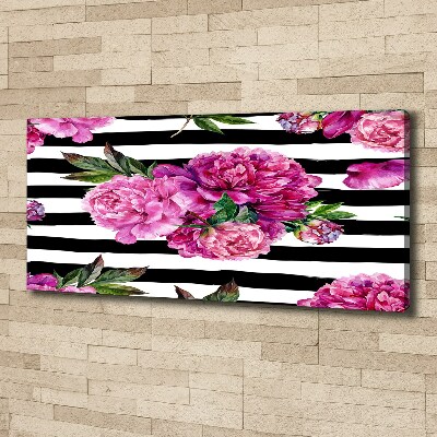 Cuadro canvas con impresión uv duradera horizontal Peonías rosas