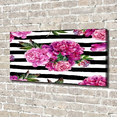Cuadro canvas con impresión uv duradera horizontal Peonías rosas