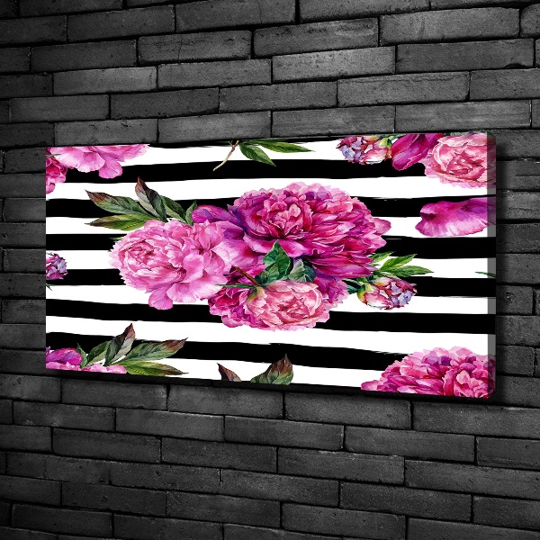 Cuadro canvas con impresión uv duradera horizontal Peonías rosas