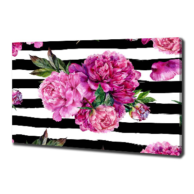 Cuadro canvas con impresión uv duradera horizontal Peonías rosas