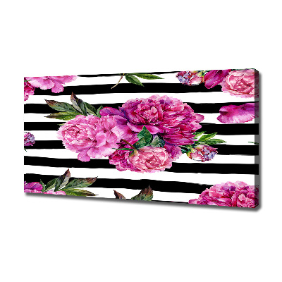 Cuadro canvas con impresión uv duradera horizontal Peonías rosas