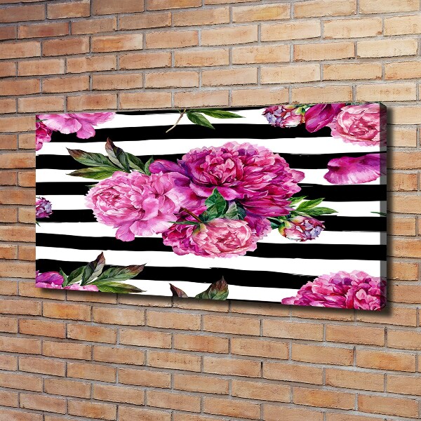 Cuadro canvas con impresión uv duradera horizontal Peonías rosas