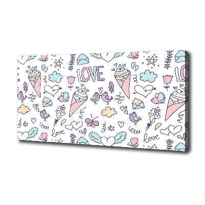 Cuadro canvas con impresión uv duradera horizontal Patrón romántico