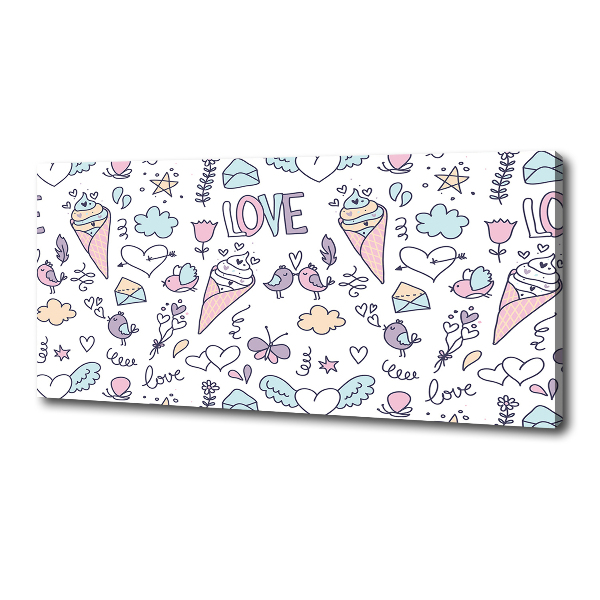 Cuadro canvas con impresión uv duradera horizontal Patrón romántico