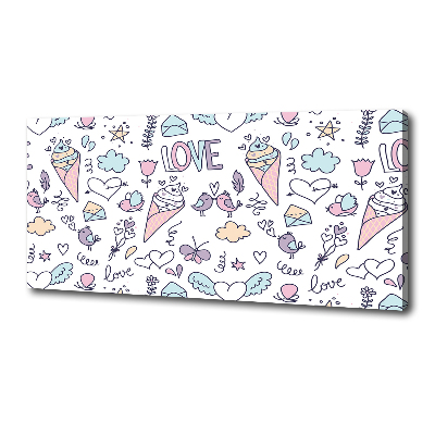 Cuadro canvas con impresión uv duradera horizontal Patrón romántico