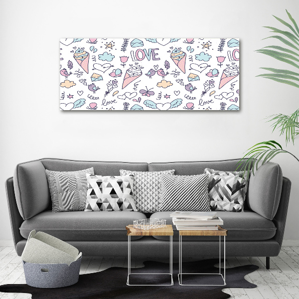 Cuadro canvas con impresión uv duradera horizontal Patrón romántico