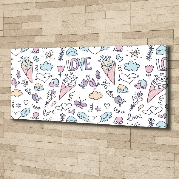 Cuadro canvas con impresión uv duradera horizontal Patrón romántico