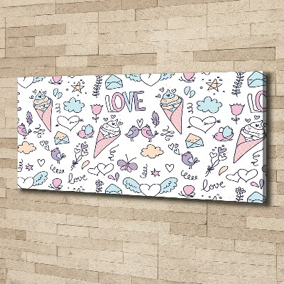 Cuadro canvas con impresión uv duradera horizontal Patrón romántico